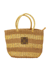 UPCYCLED GOLD ACCENT STRAW TOTE