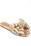 BEIGE WOVEN BOW SLIDE SANDALS