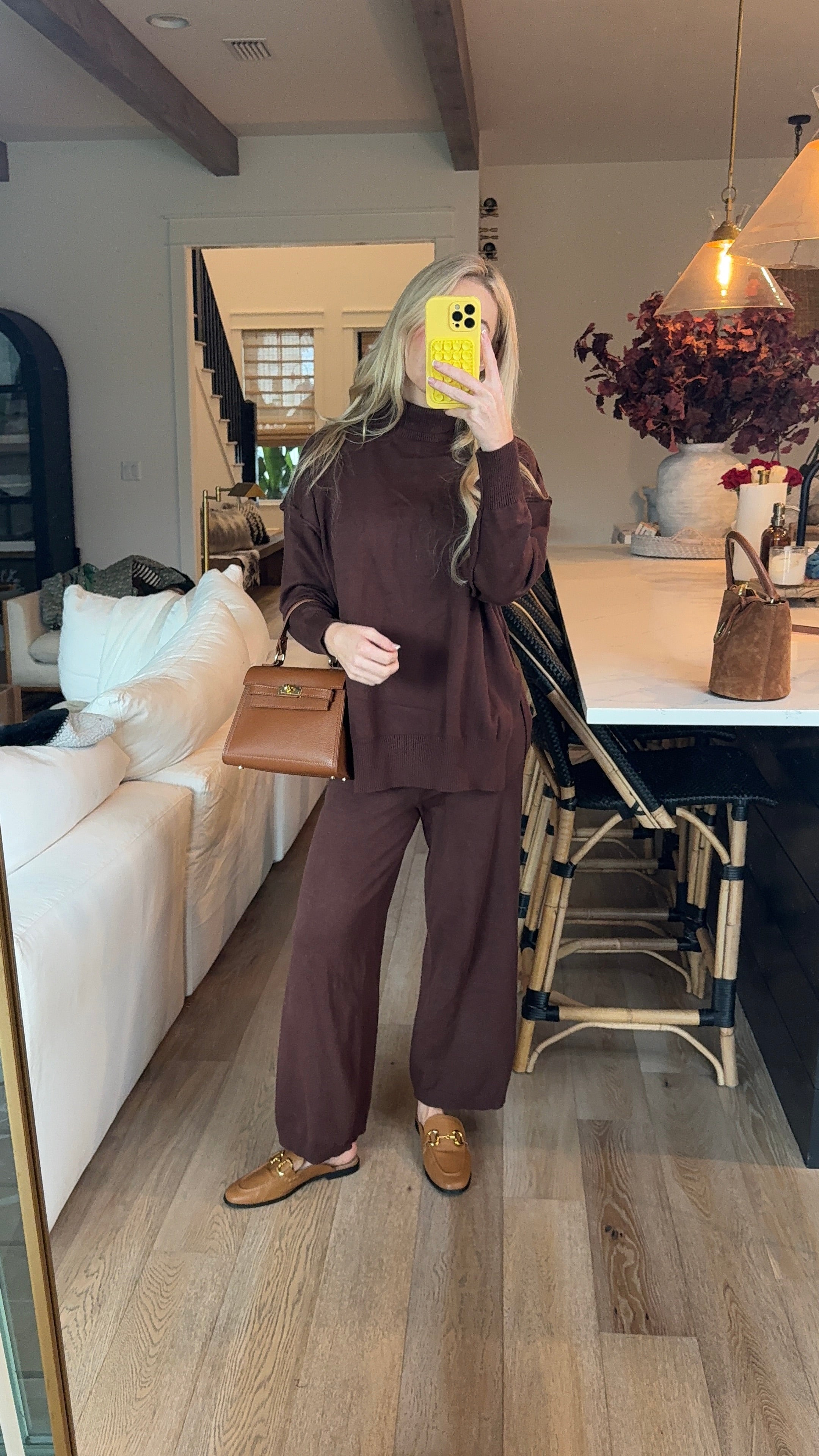 BROWN MOCK NECK SET