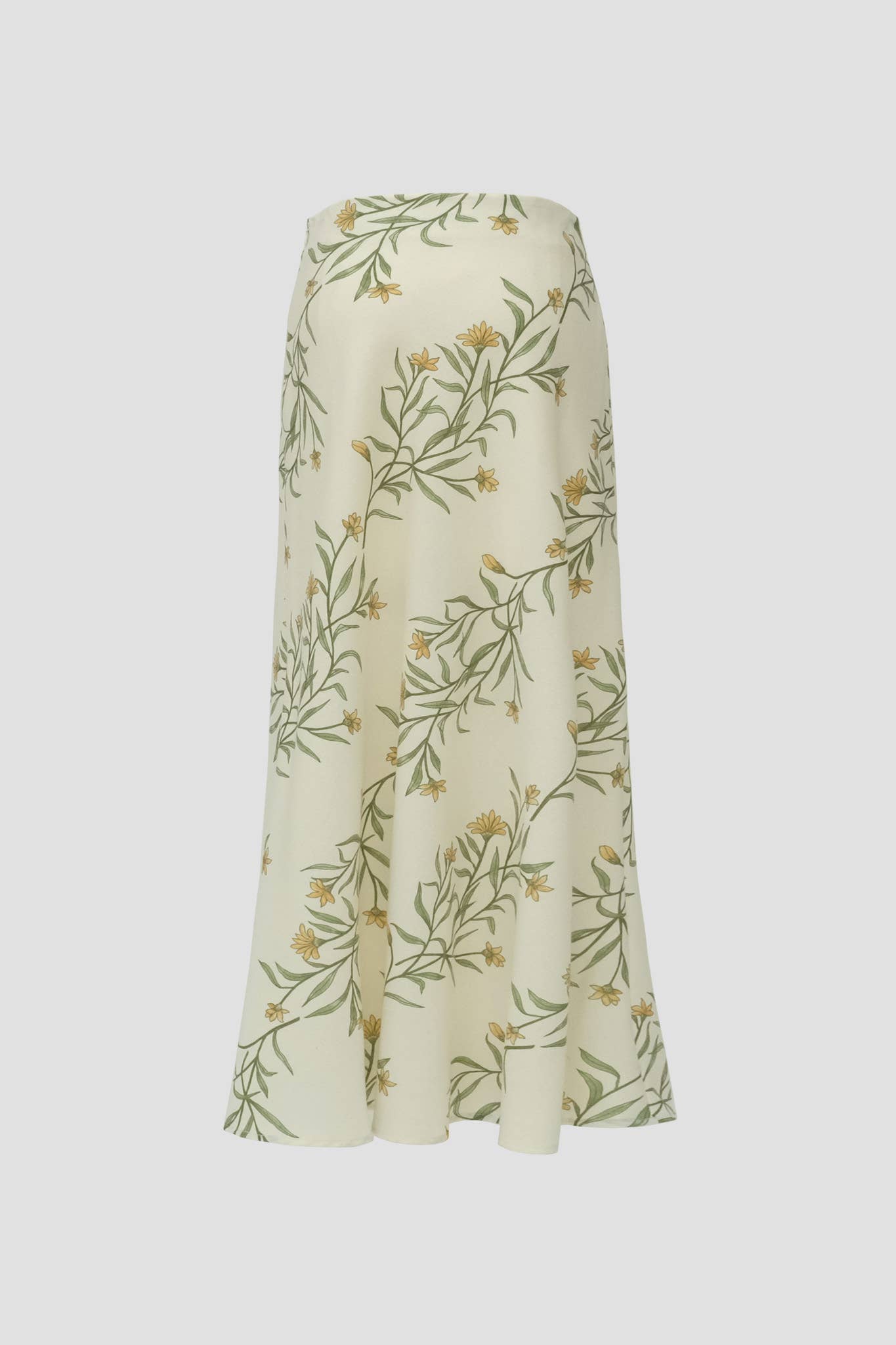 LINEN BACK SLIT FLORAL PRINT MAXI SKIRT