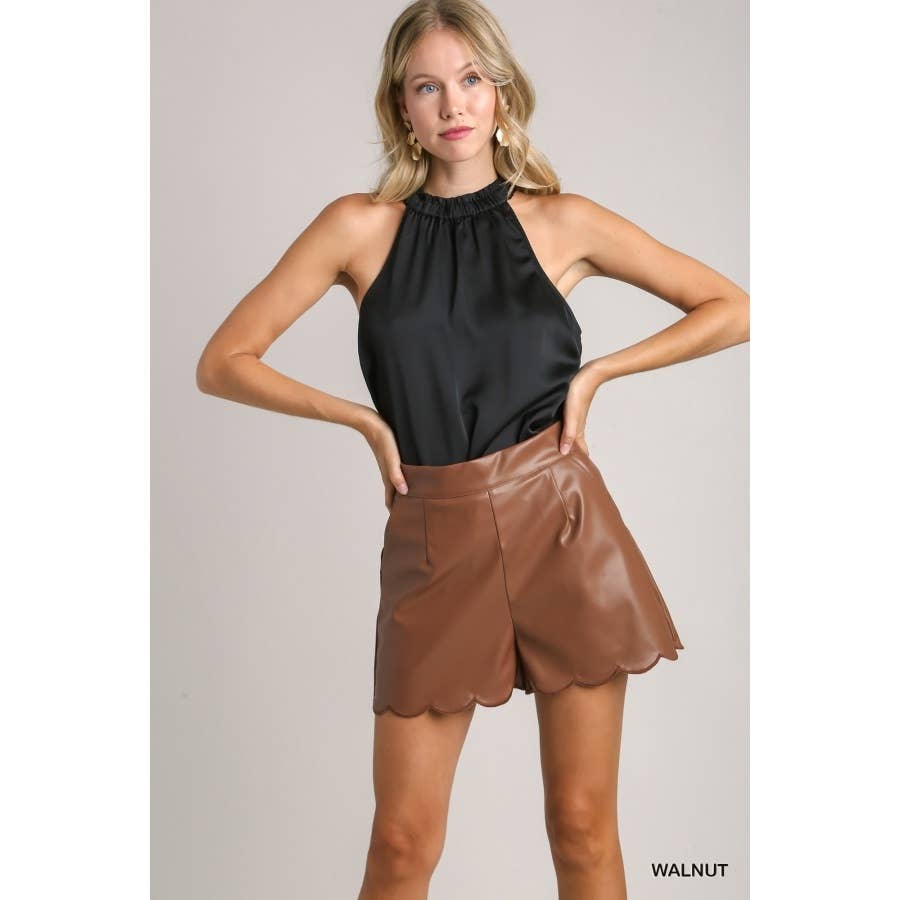 Faux Leather Scalloped Shorts