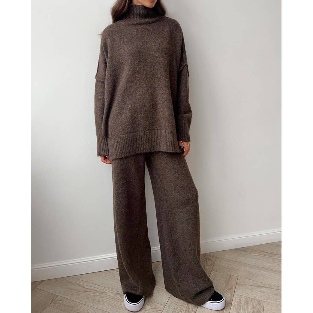 BROWN MOCK NECK SET