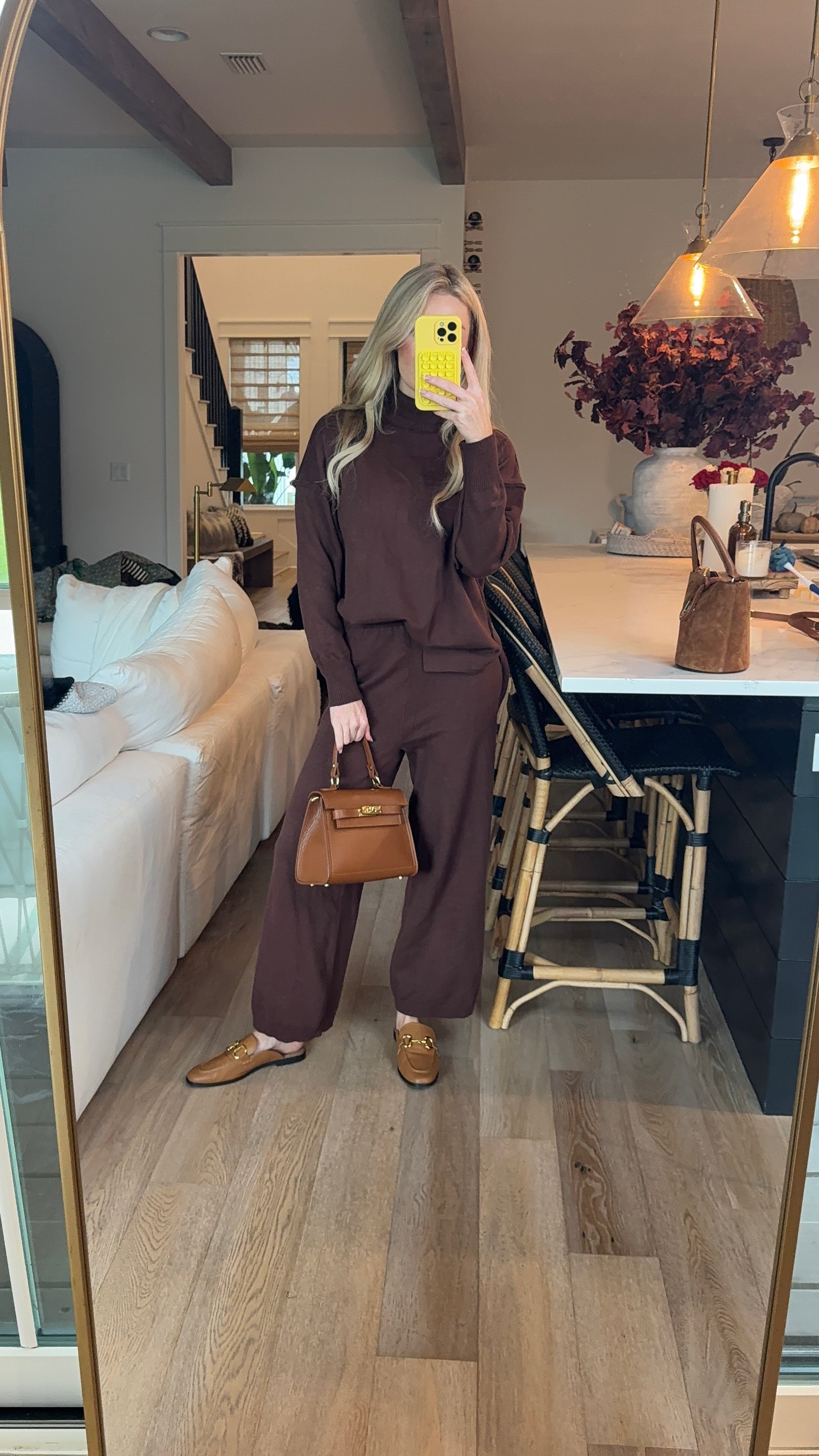 BROWN MOCK NECK SET