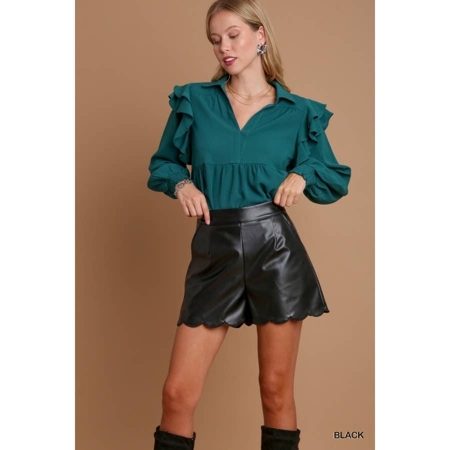 Faux Leather Scalloped Shorts