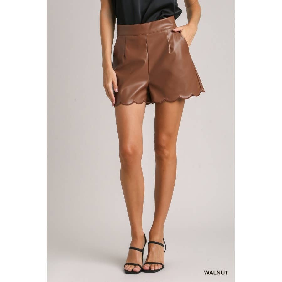 Faux Leather Scalloped Shorts