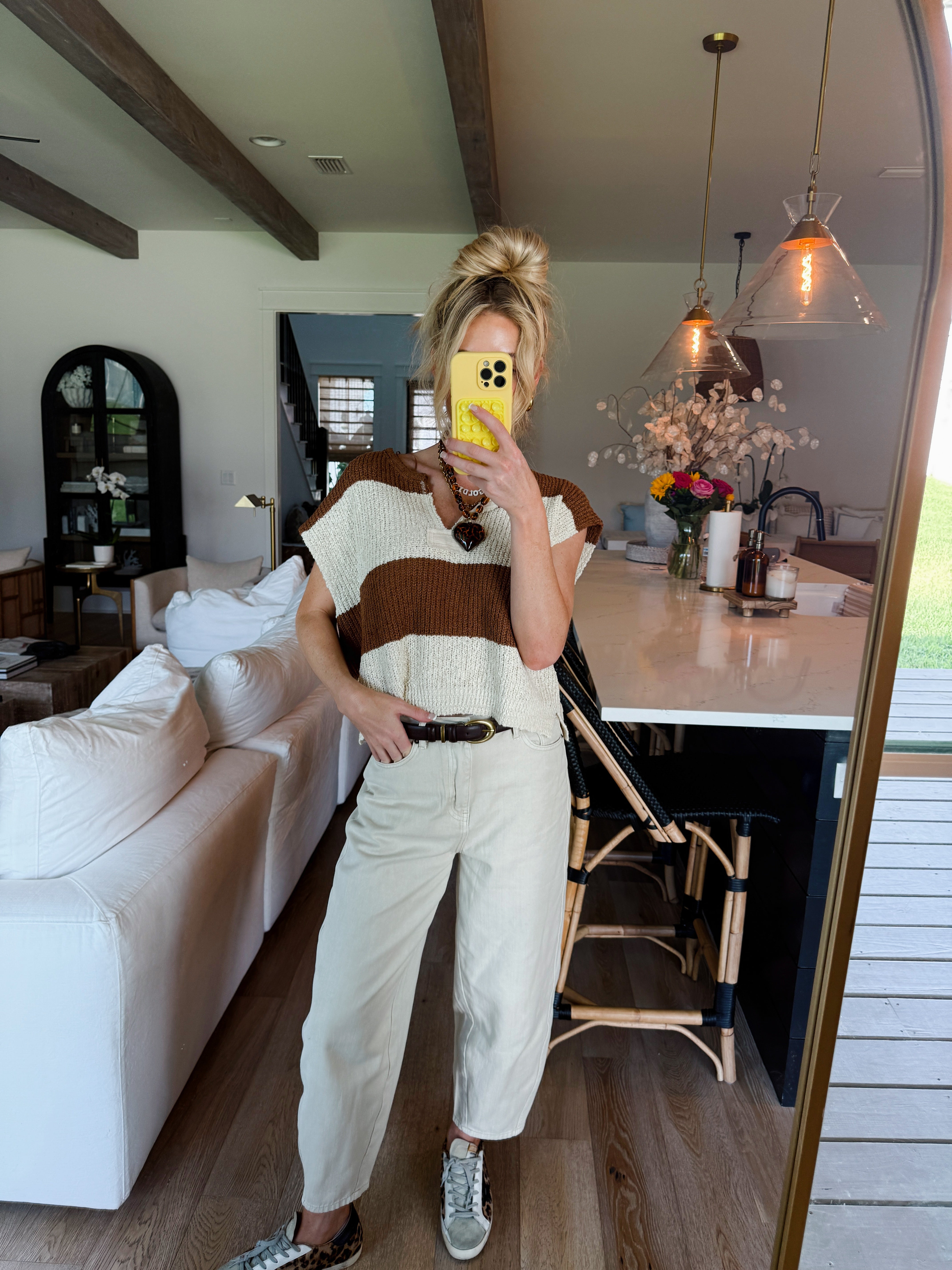 PEBBLE TOP (BROWN STRIPE)