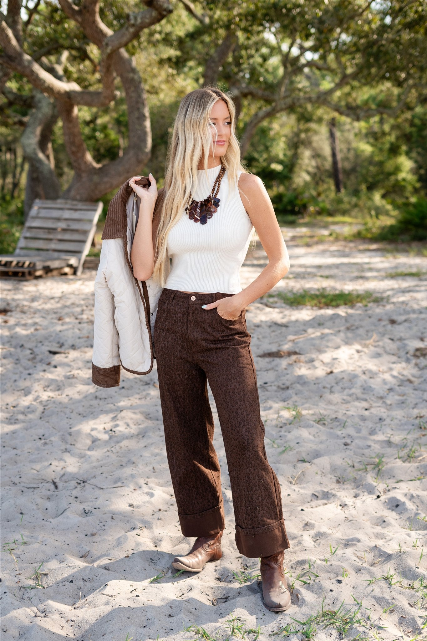 BROWN LEOPARD JEAN