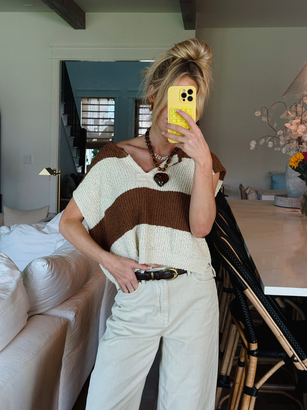 PEBBLE TOP (BROWN STRIPE)