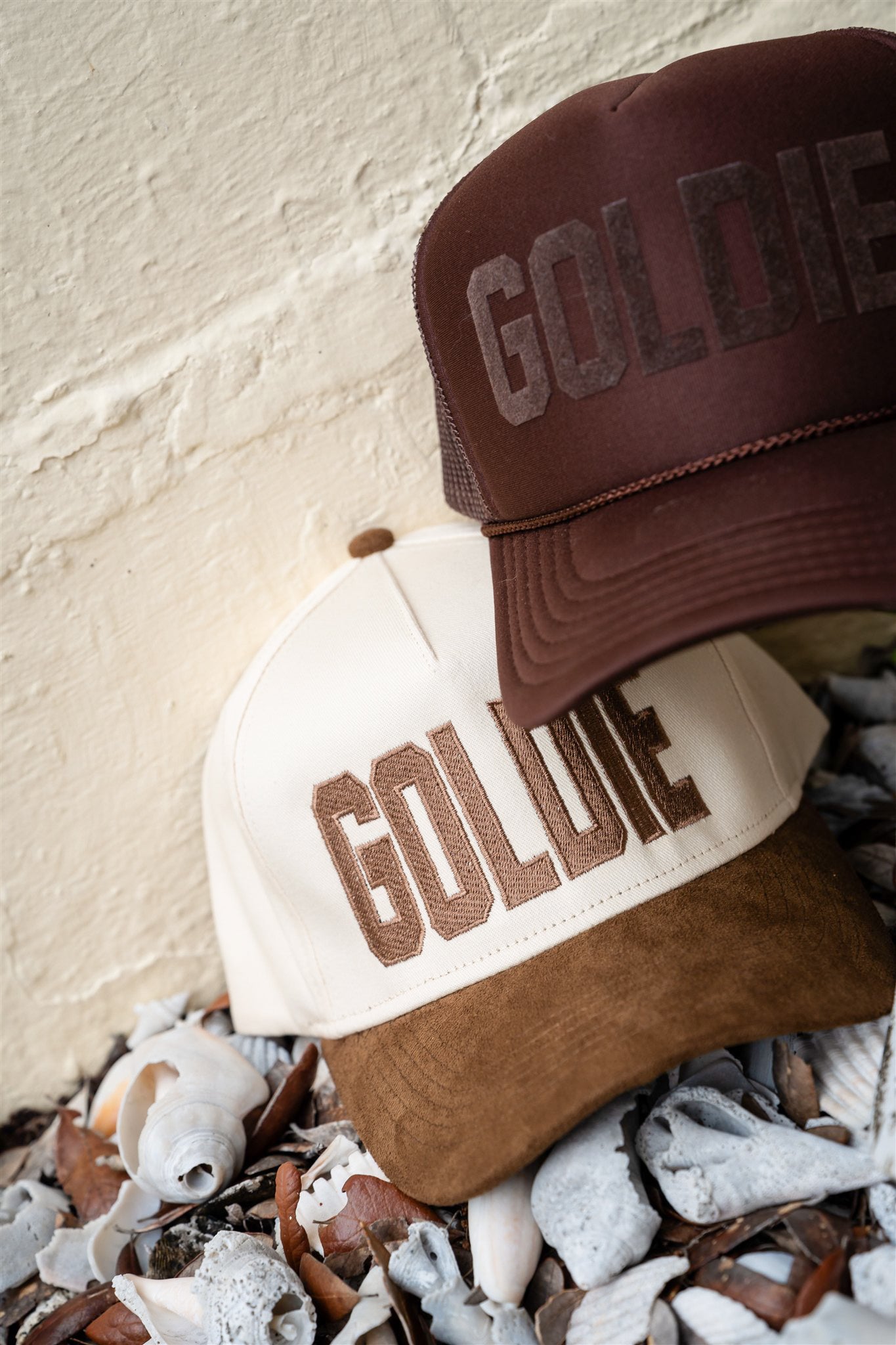 GOLDIE BROWN SUEDE TRUCKER HAT