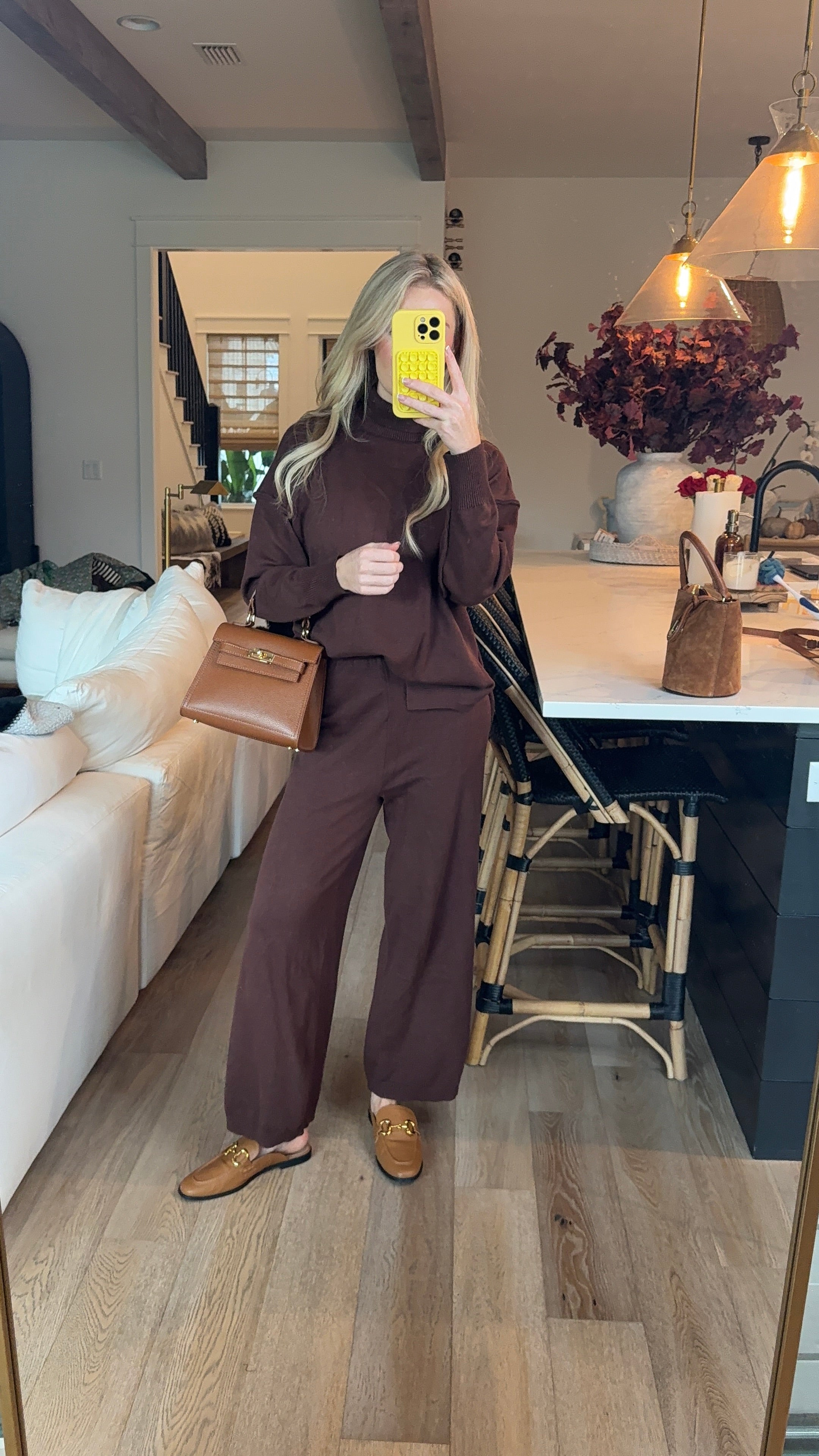 BROWN MOCK NECK SET