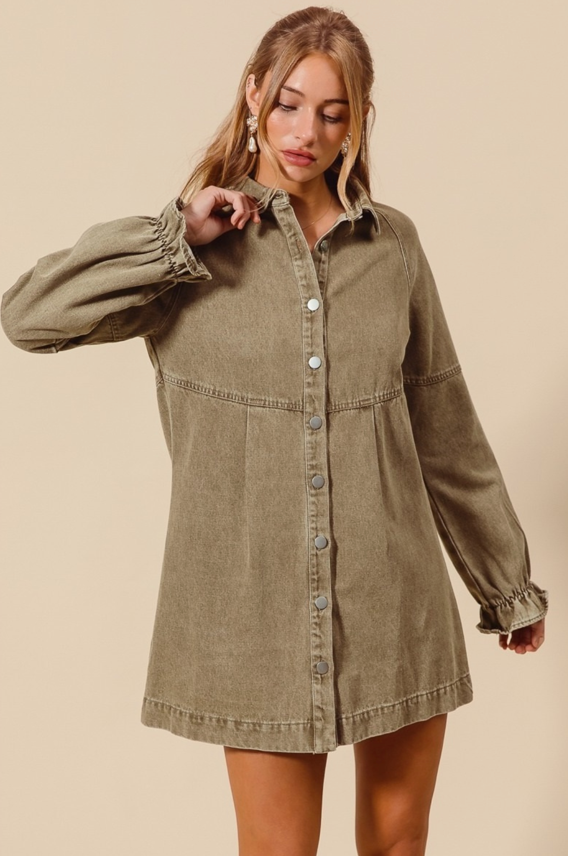 MAUVE BUTTON UP DRESS