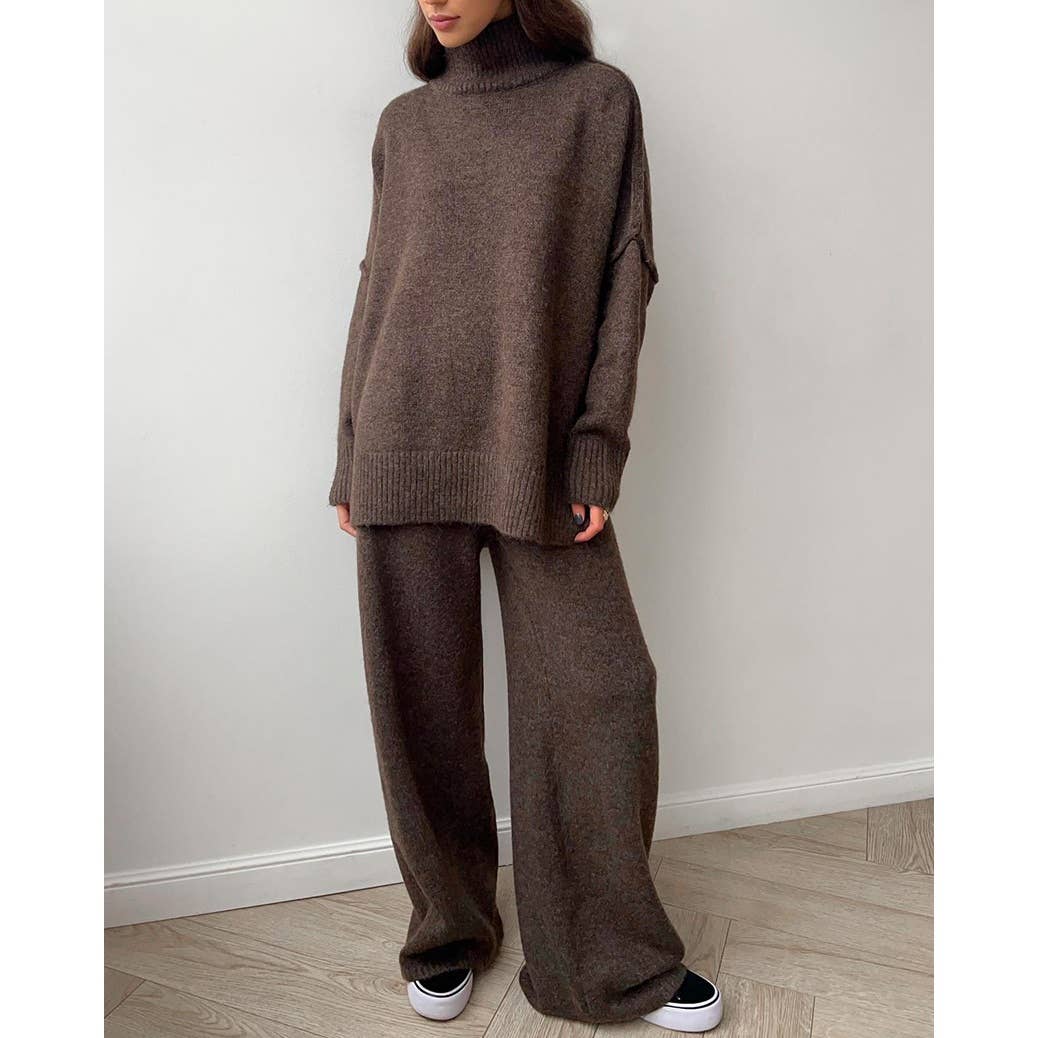 BROWN MOCK NECK SET