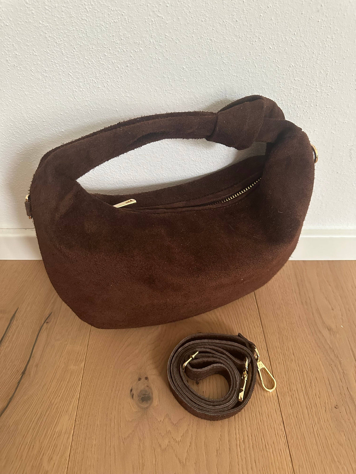 SUEDE KNOT CLUTCH