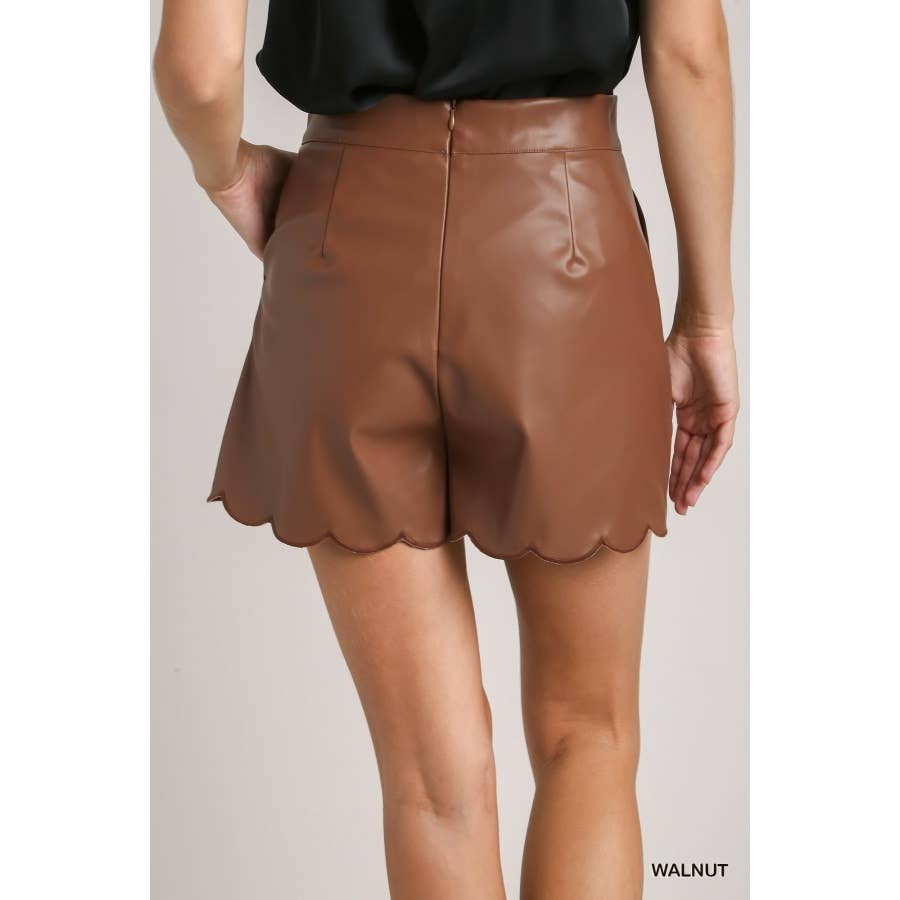 Faux Leather Scalloped Shorts