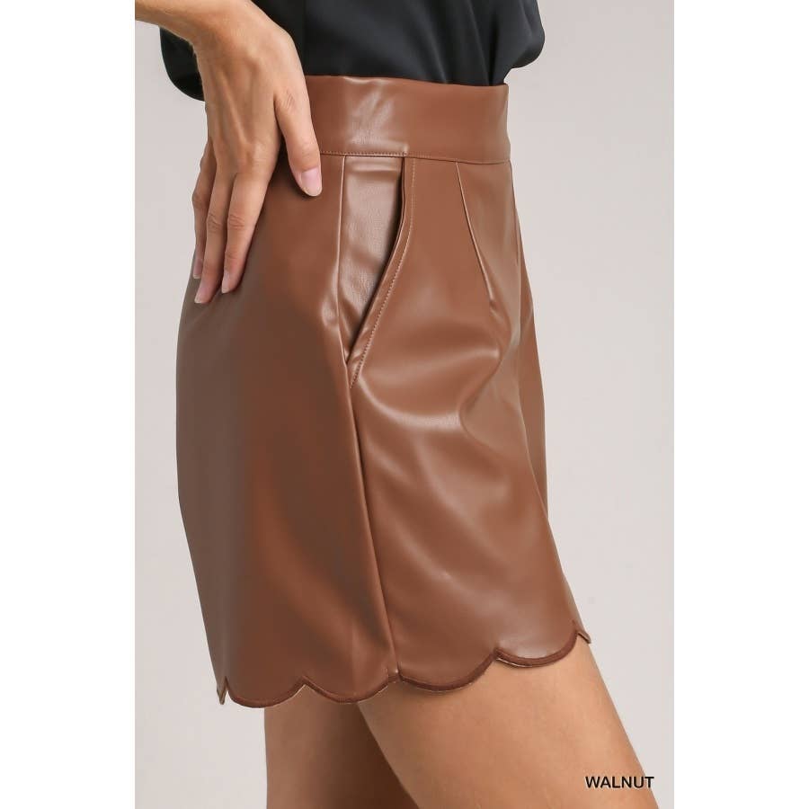 Faux Leather Scalloped Shorts