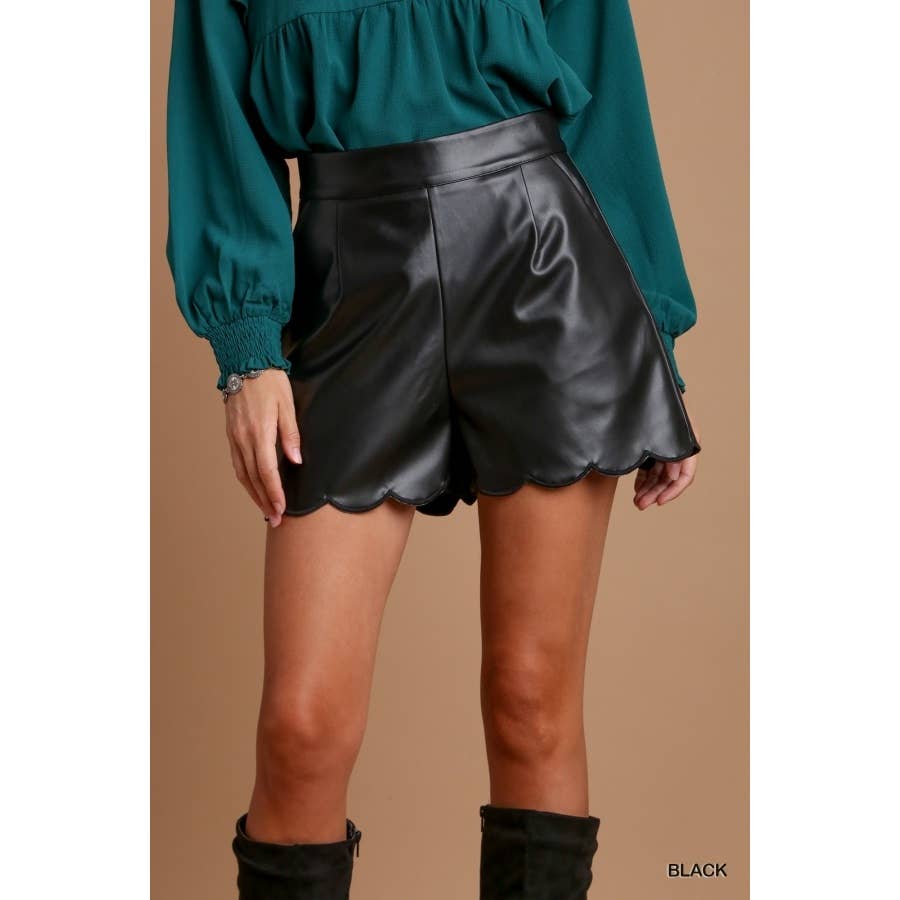 Faux Leather Scalloped Shorts