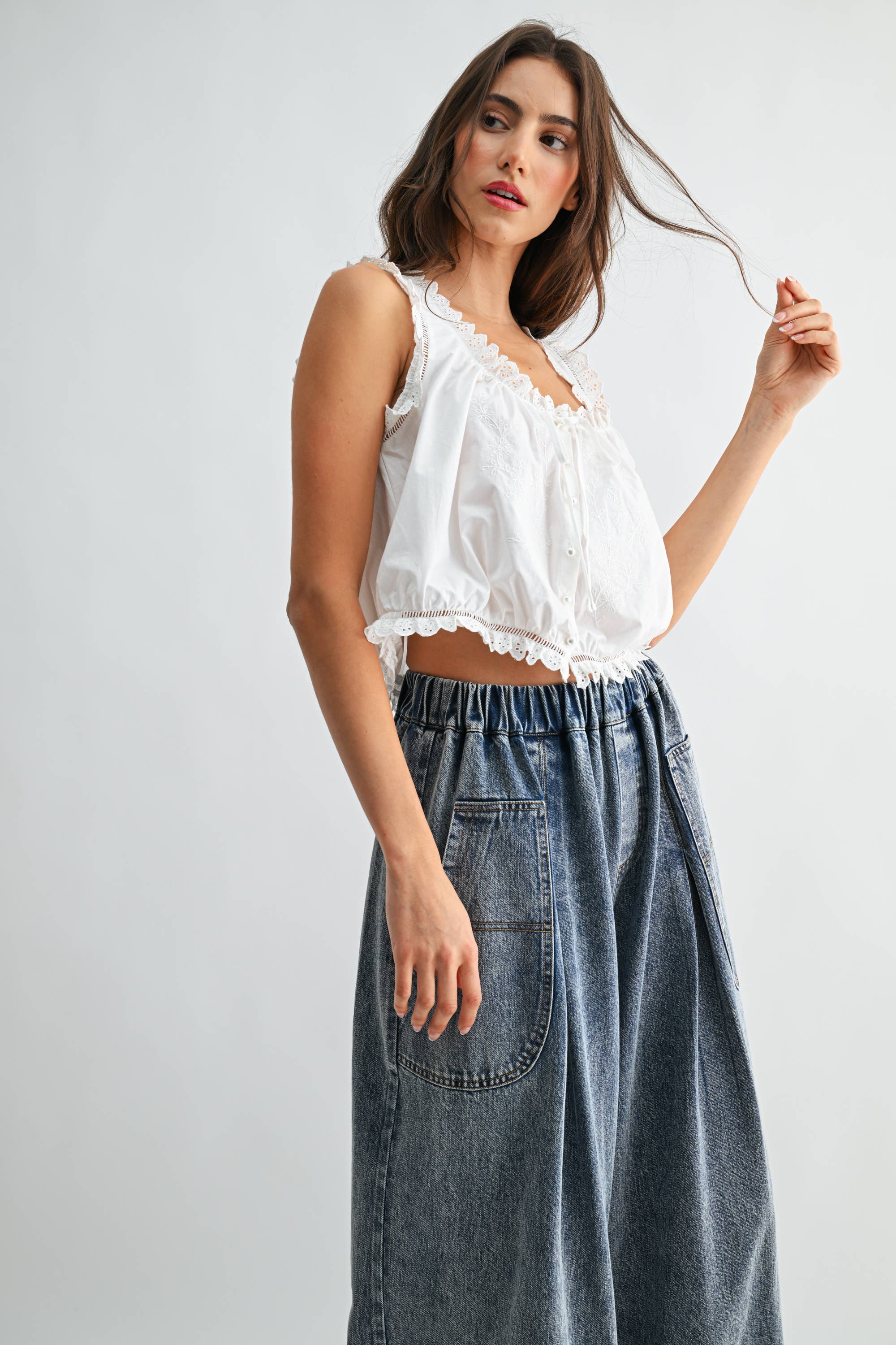 PEARL BUTTON COTTON TOP