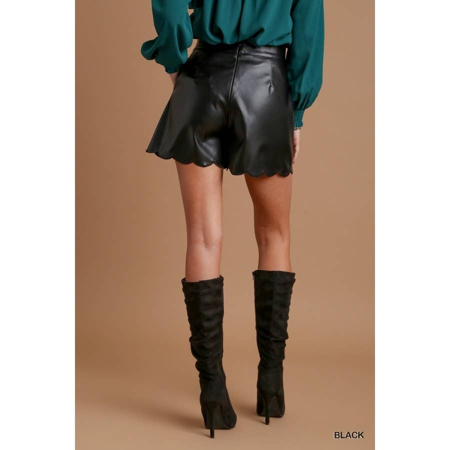 Faux Leather Scalloped Shorts