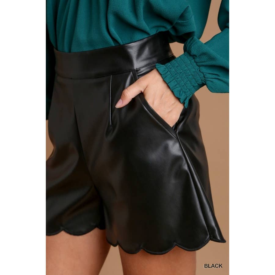 Faux Leather Scalloped Shorts