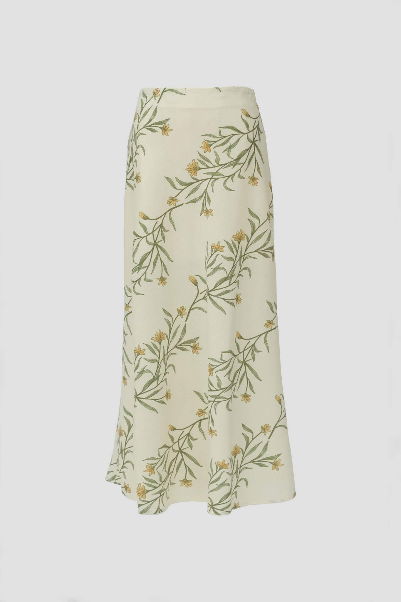 LINEN BACK SLIT FLORAL PRINT MAXI SKIRT